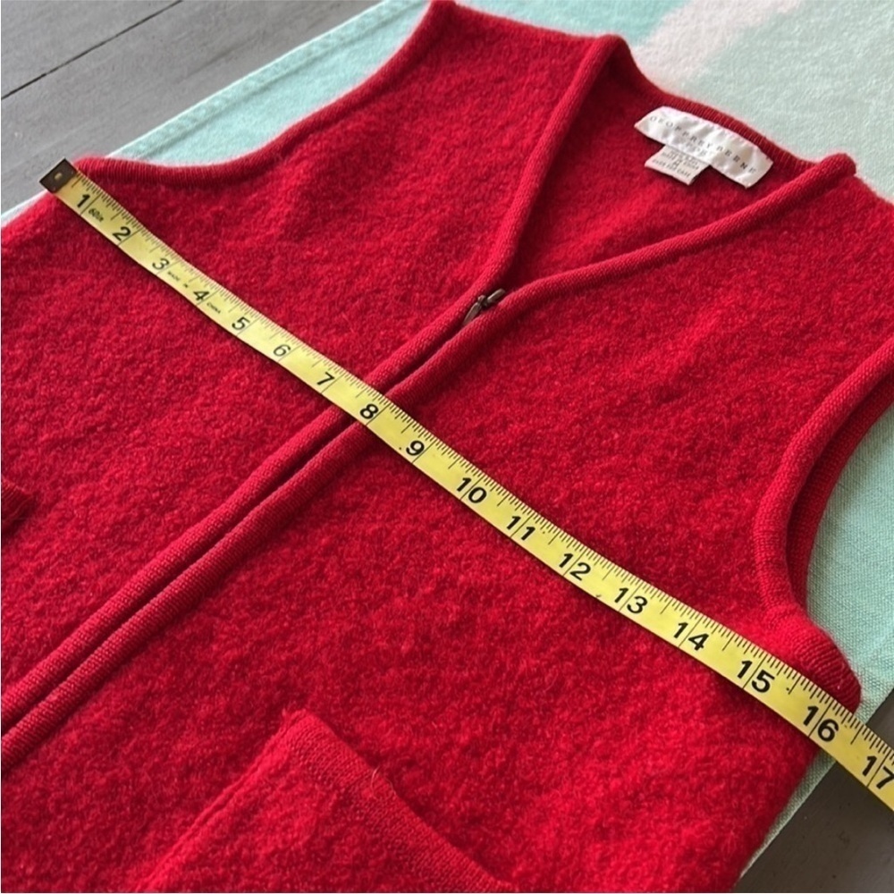 Vintage Geoffrey Beene Sport Red Wool Zip Front Sweater Vest Pockets M - Picture 8 of 9